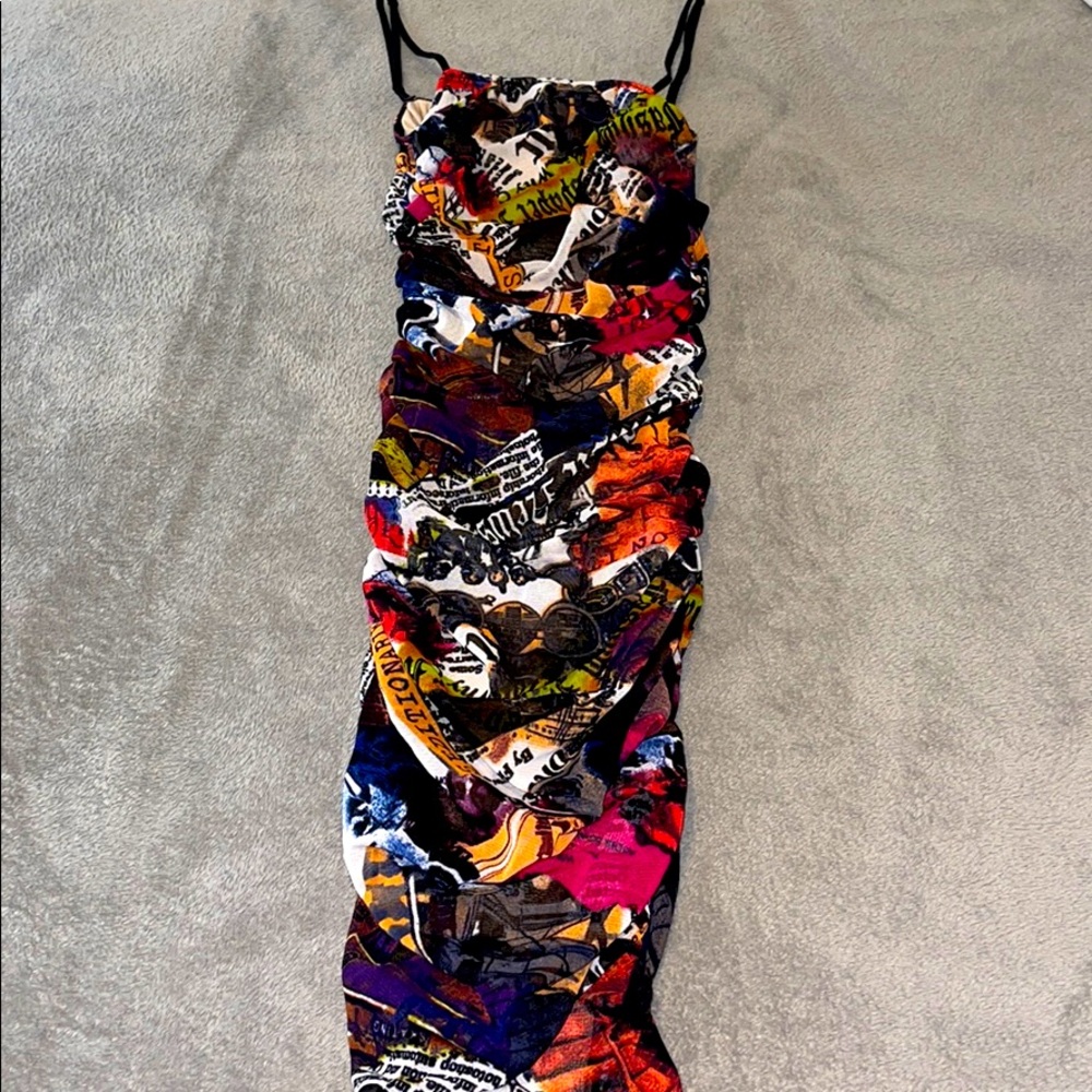 Deep Convo Ruched Maxi Dress - Multi Color
